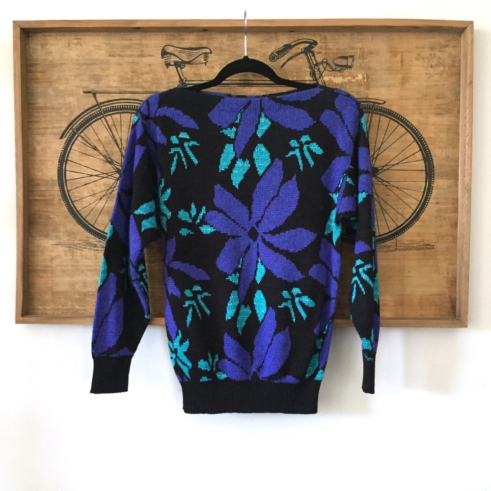 Vintage 80s Sparkle Floral Sweater